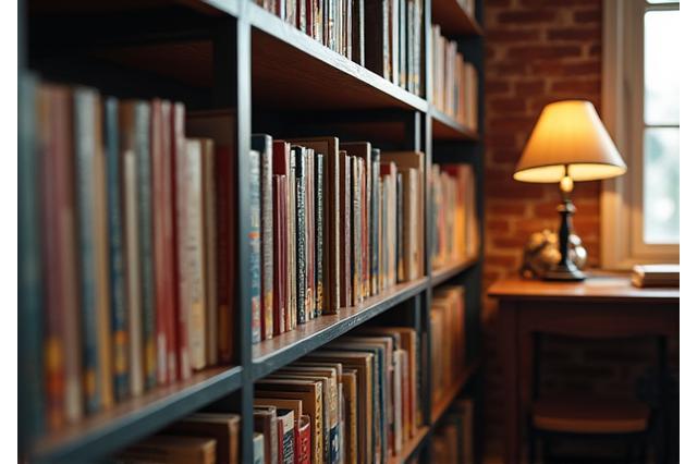 Estantería con guiones y libros de teatro, un recurso invaluable.